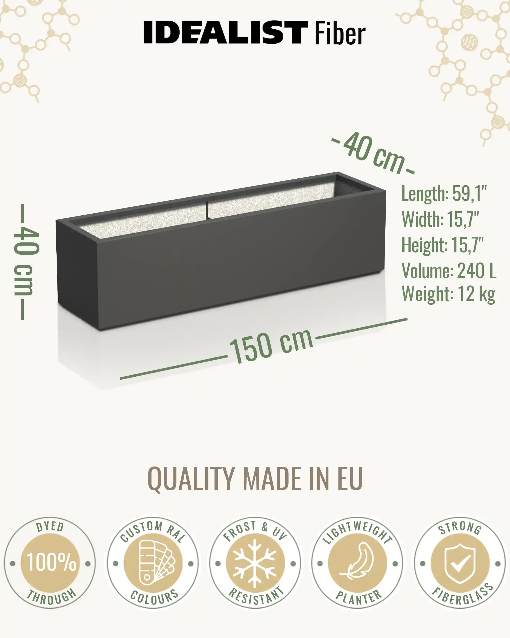AXIS Trough Outdoor Fiberglass Planter