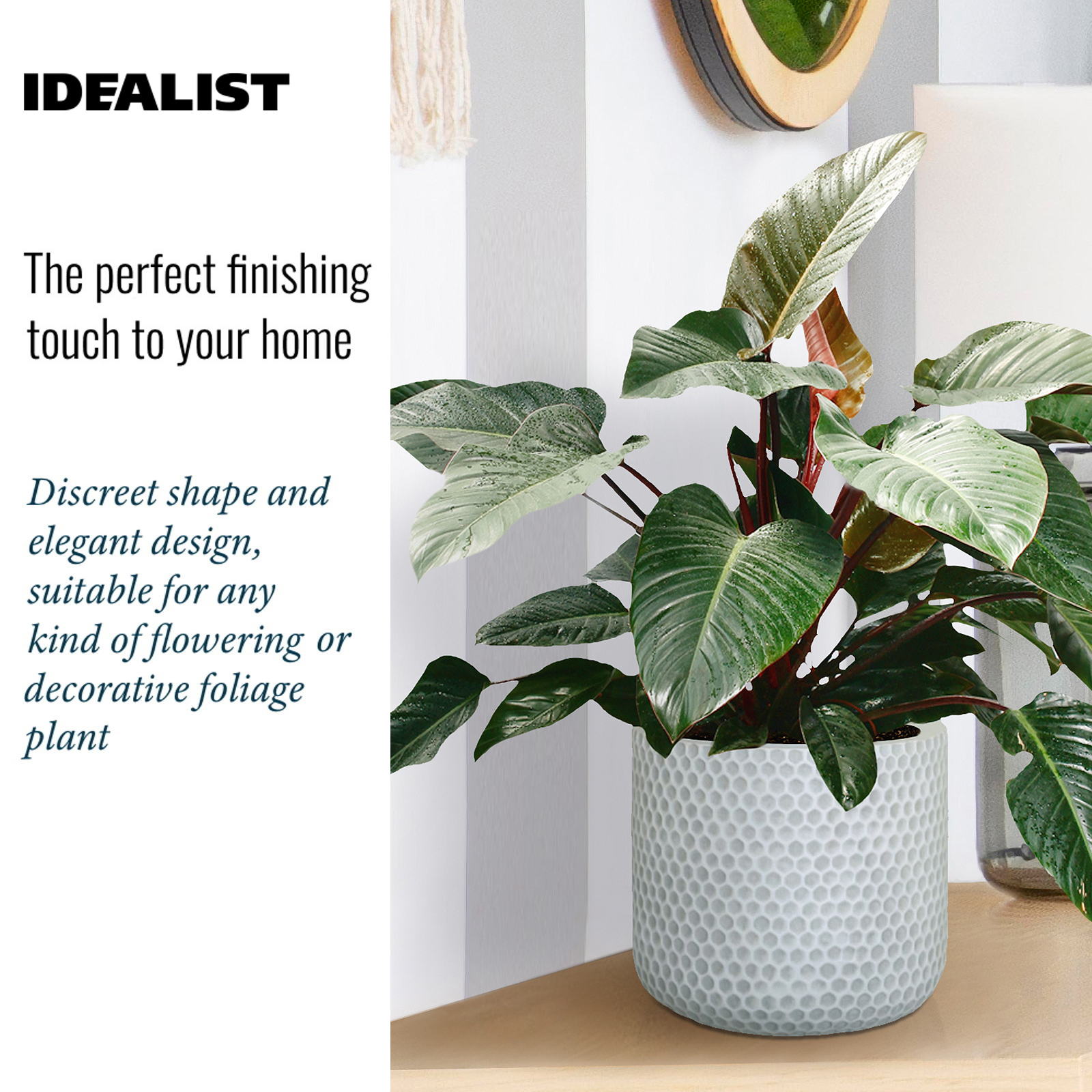IDEALIST Lite Honeycomb Style Table and Hanging Cylinder Round Plant Pot Dual Use Indoor Planter
