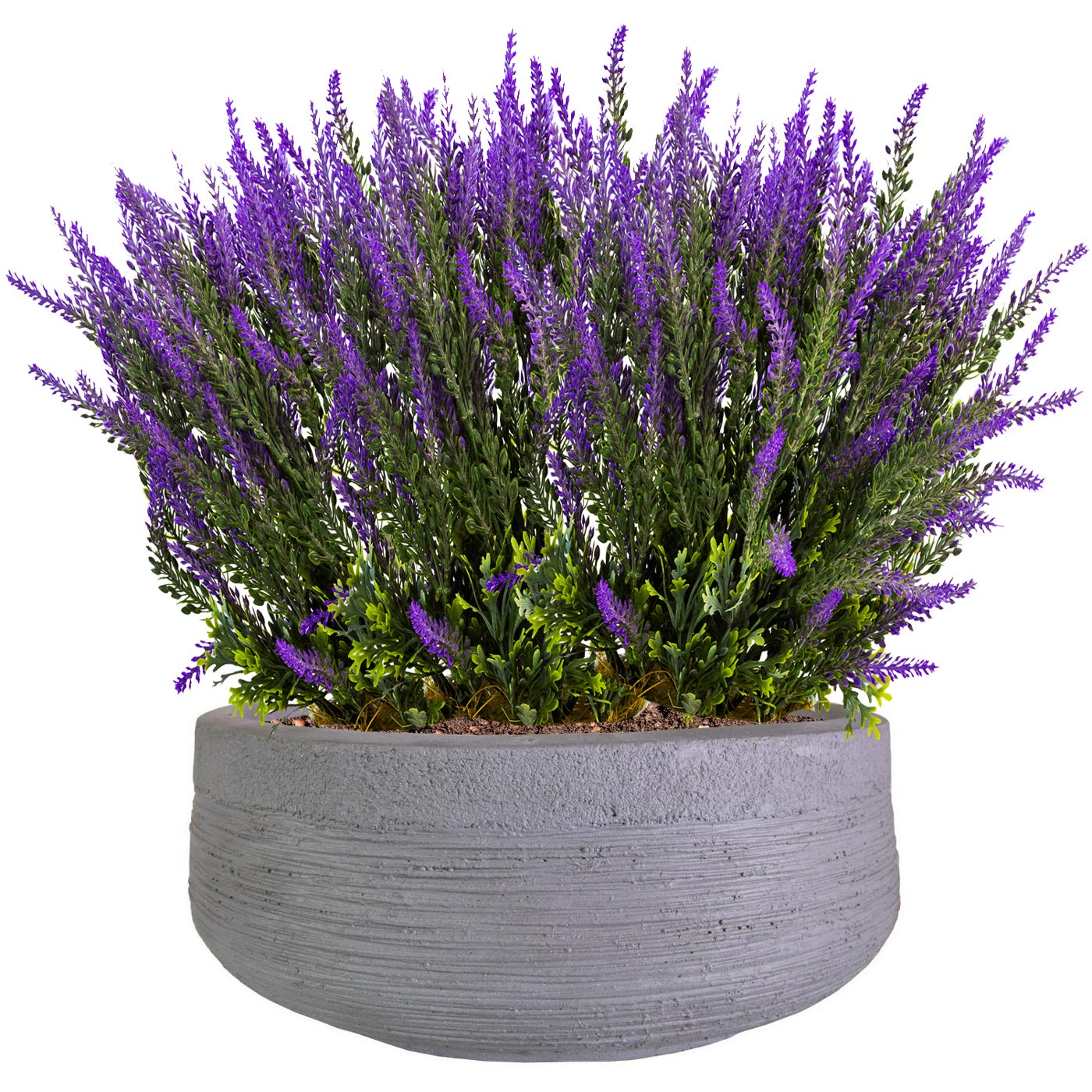 IDEALIST Lite Ribbed Light Concrete Bowl Planter