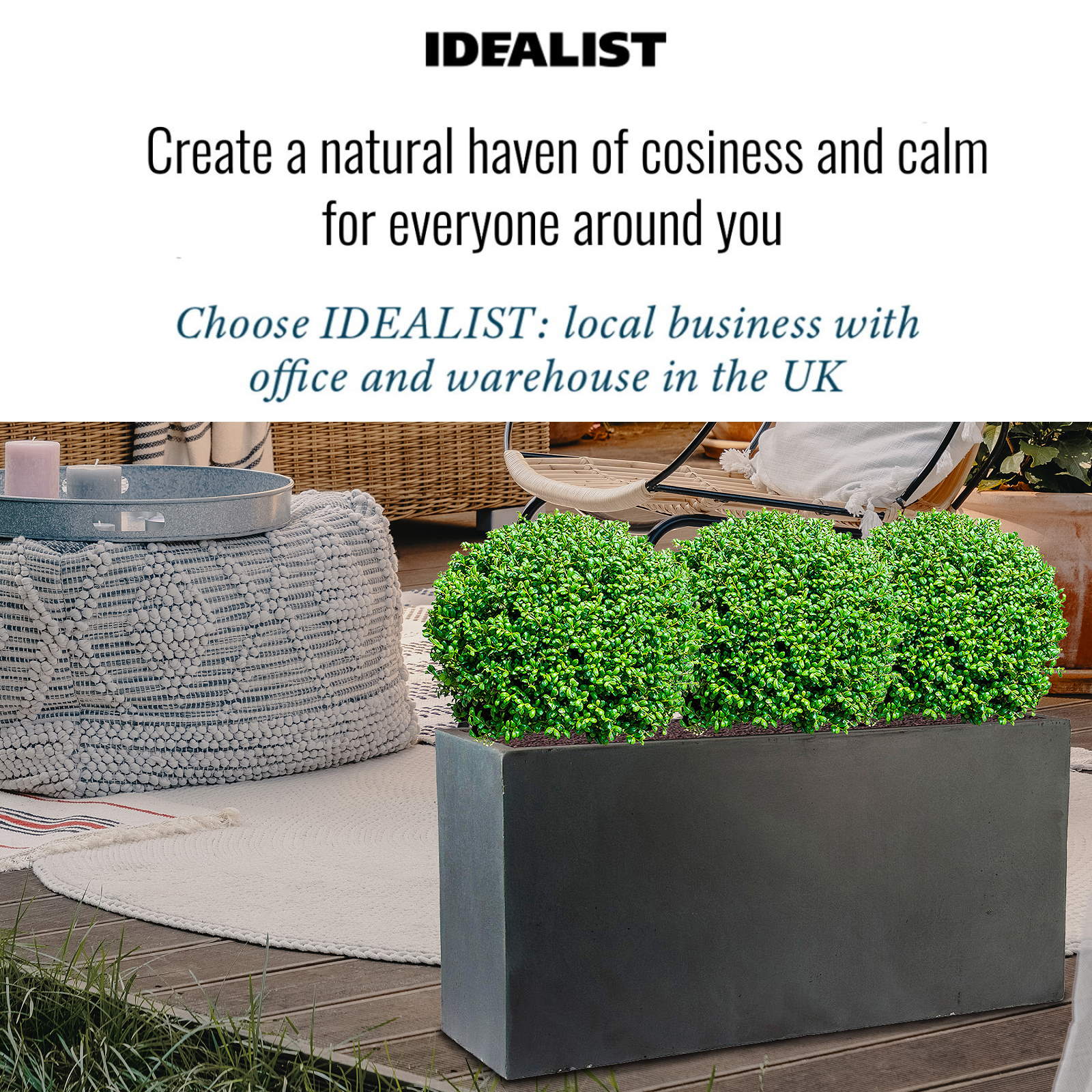 IDEALIST Lite Contemporary Light Concrete High Trough Planter
