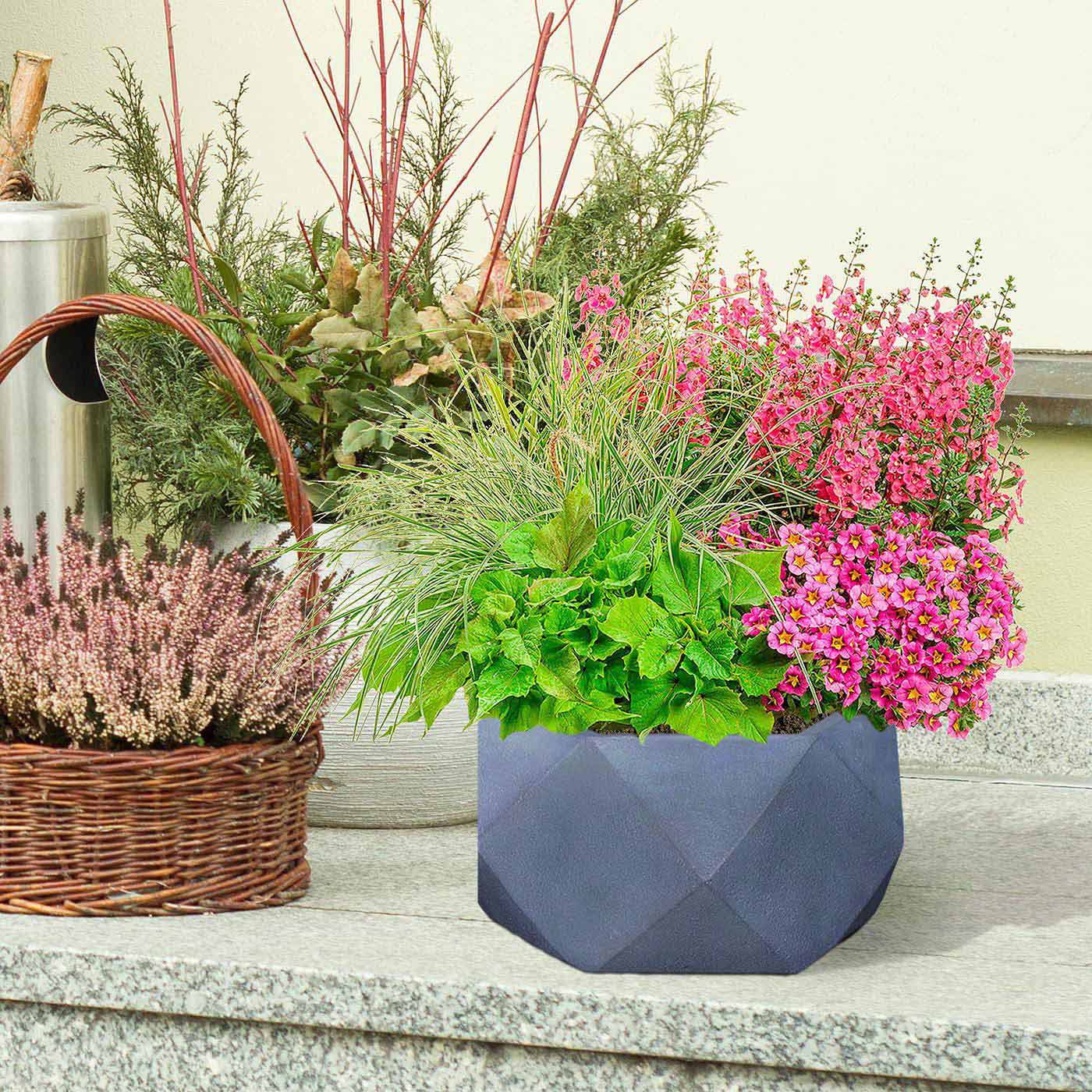 IDEALIST Lite Faceted Effect Bowl Planter Indoor Plant Pot