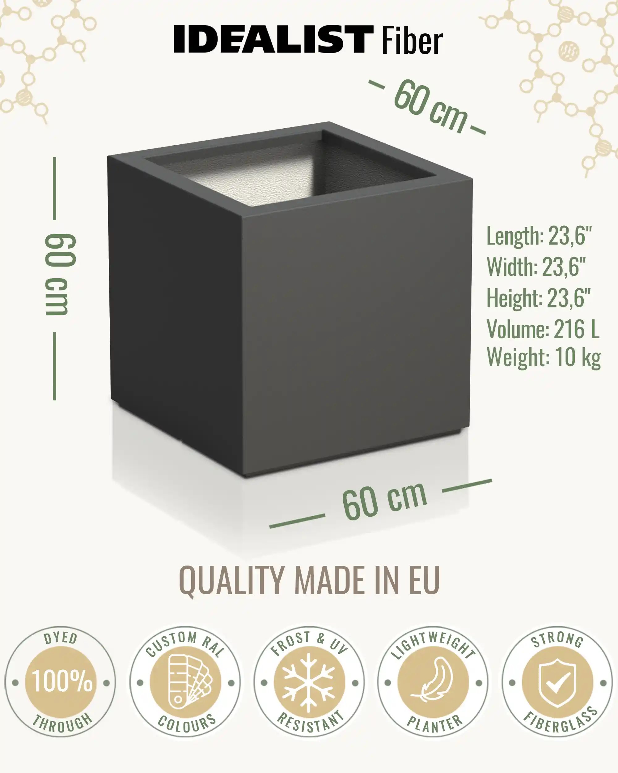 PURE Cube Outdoor Fiberglass Planter