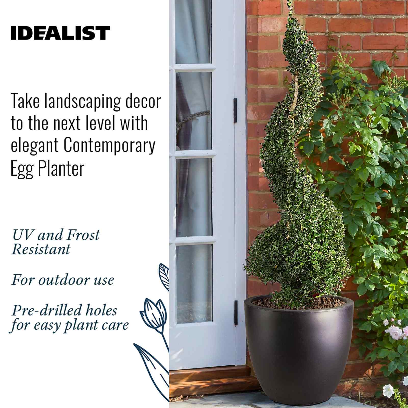 IDEALIST Lite Contemporary Light Concrete Egg Planter