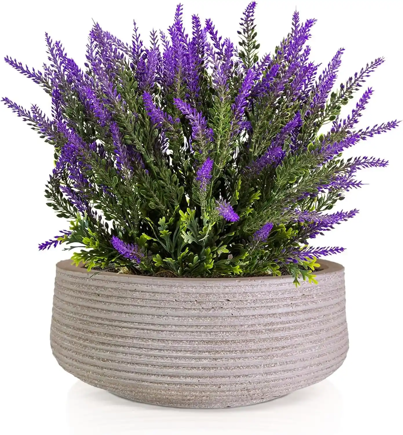 IDEALIST Lite Large Ribbed Light Concrete Bowl Planter