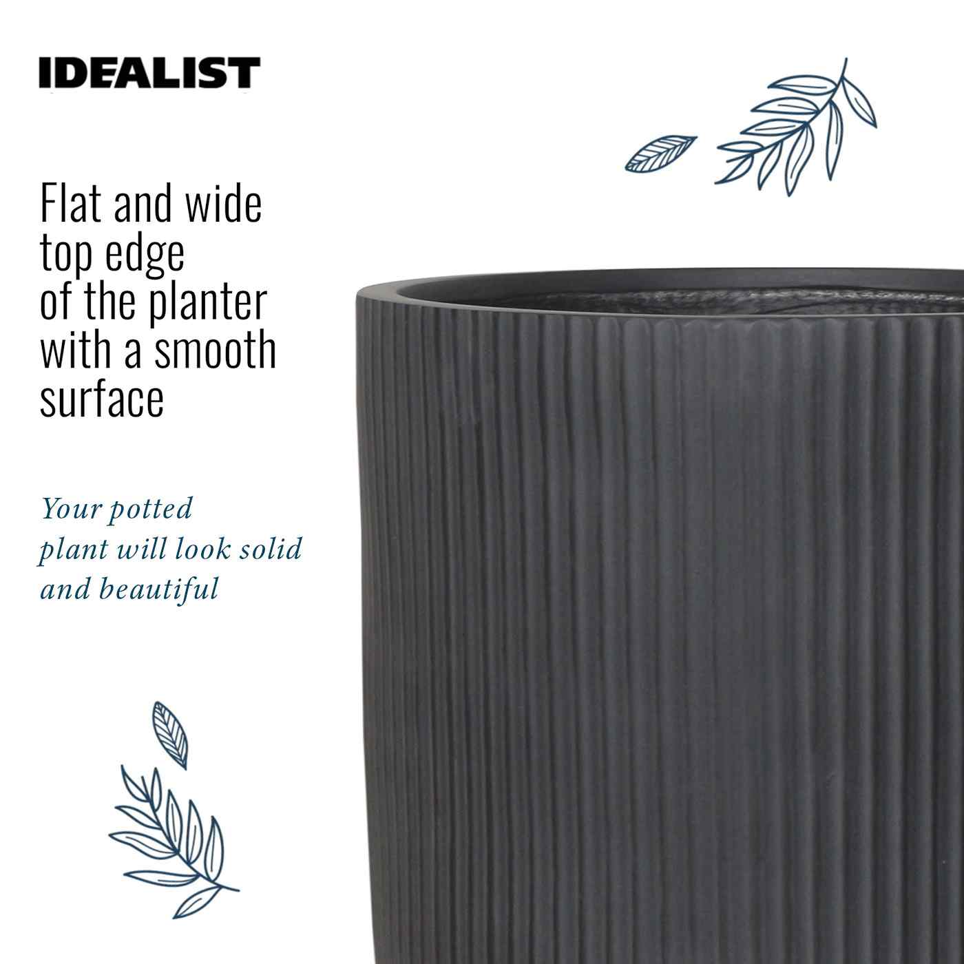 IDEALIST Lite Vertical Ribbed Cylinder Outdoor Planter