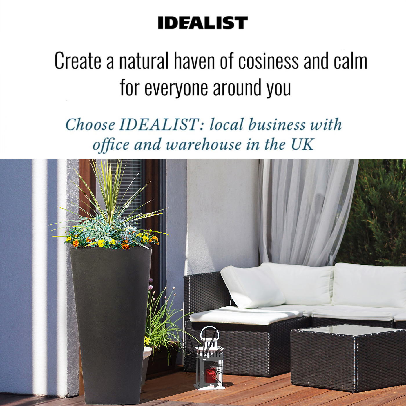 IDEALIST Lite Tall Tapered Contemporary Light Concrete Planter