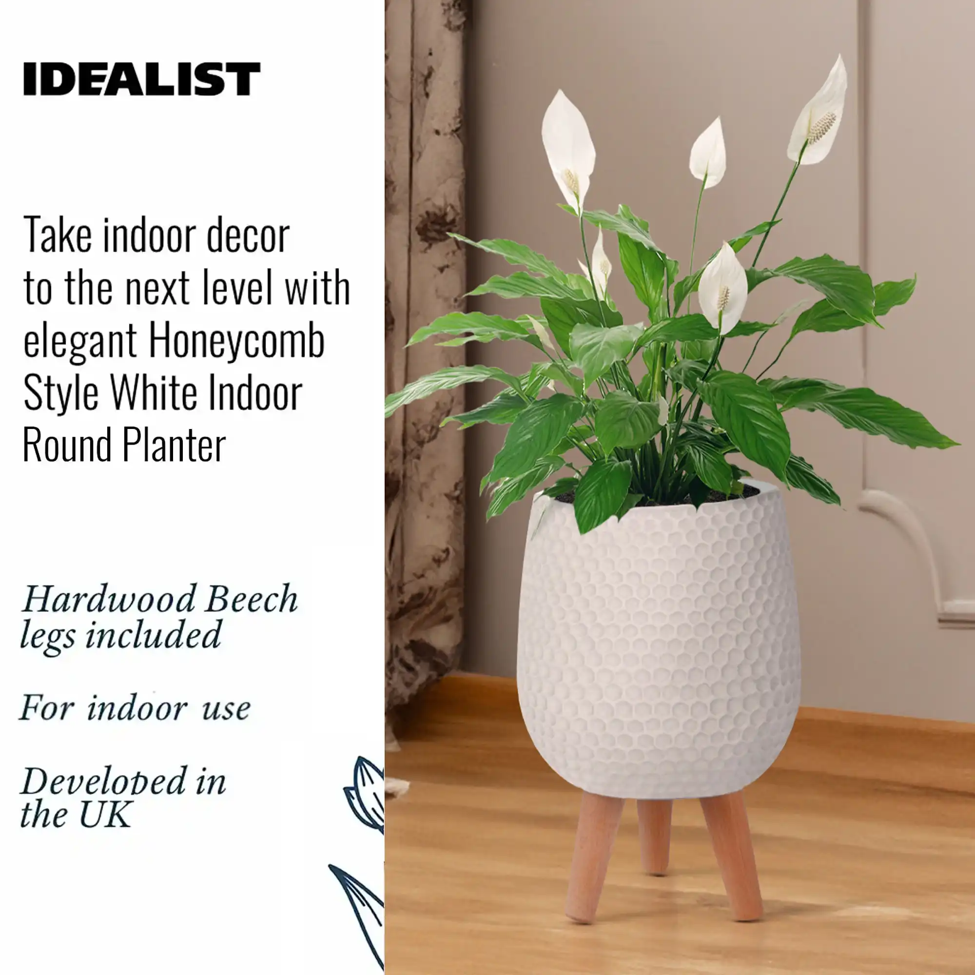 IDEALIST Lite Honeycomb Style Egg Planter on Legs, Round Pot Plant Stand Indoor
