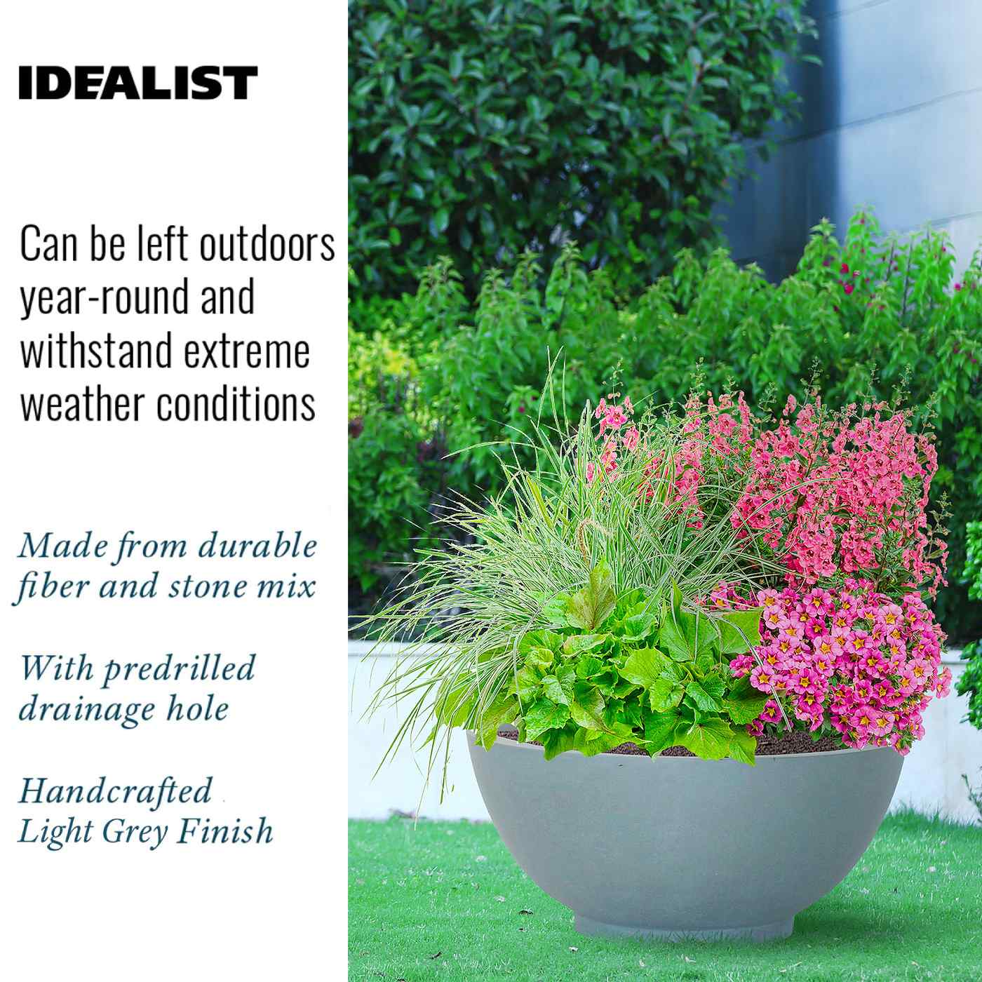 IDEALIST Lite Dish Style Smooth Bowl Outdoor Planter