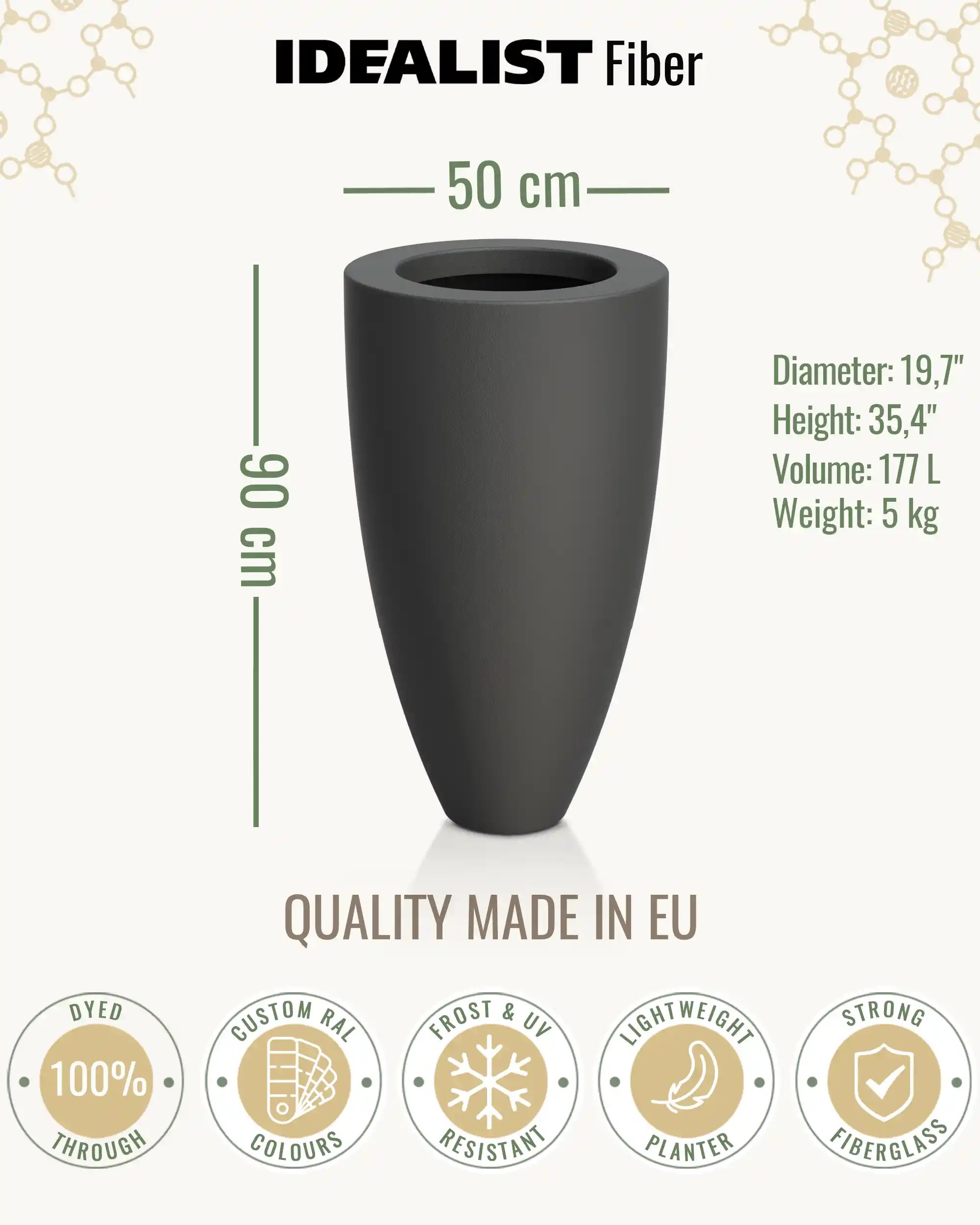 INTRO Tall Round Outdoor Fibreglass Planter