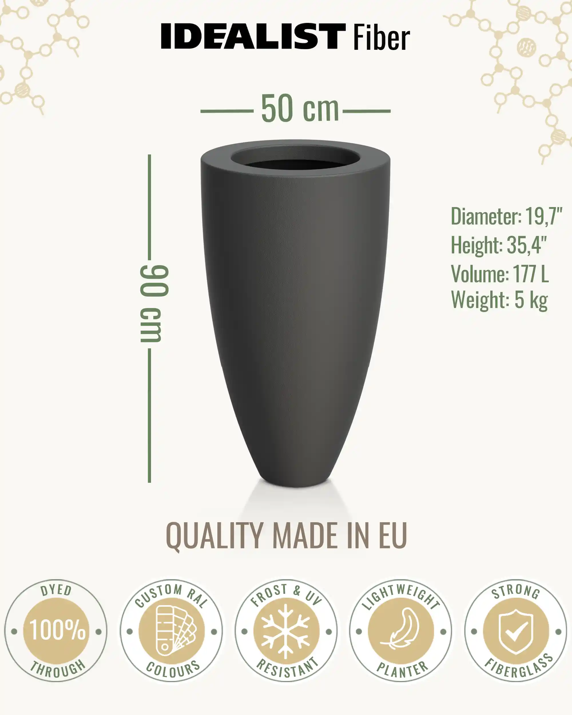 INTRO Tall Round Outdoor Fibreglass Planter