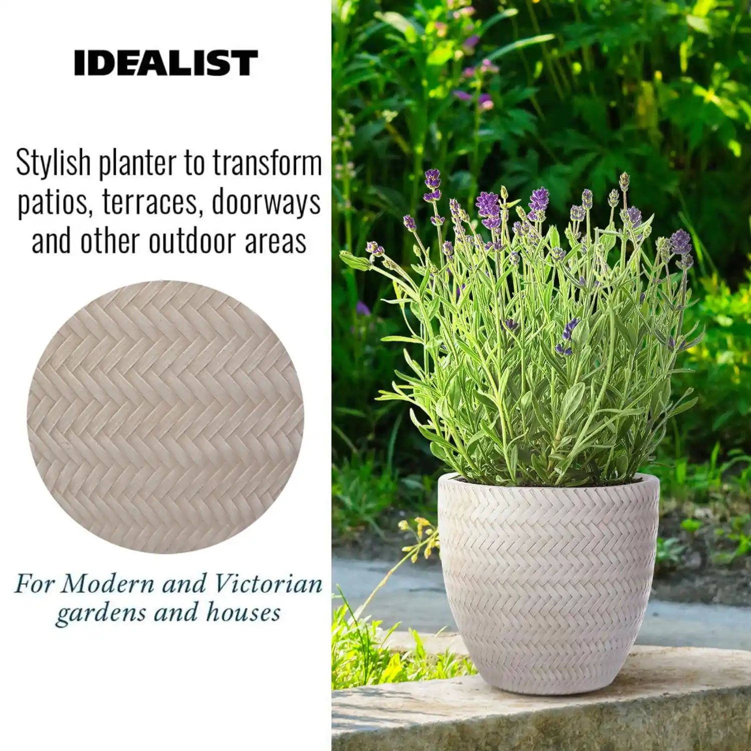 IDEALIST Lite Plaited Style Round Planter Outdoor Plant Pot