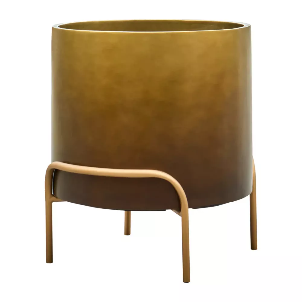 Gradient Cylinder Planter + Plant Stand | Polyresin Indoor Plant Pot