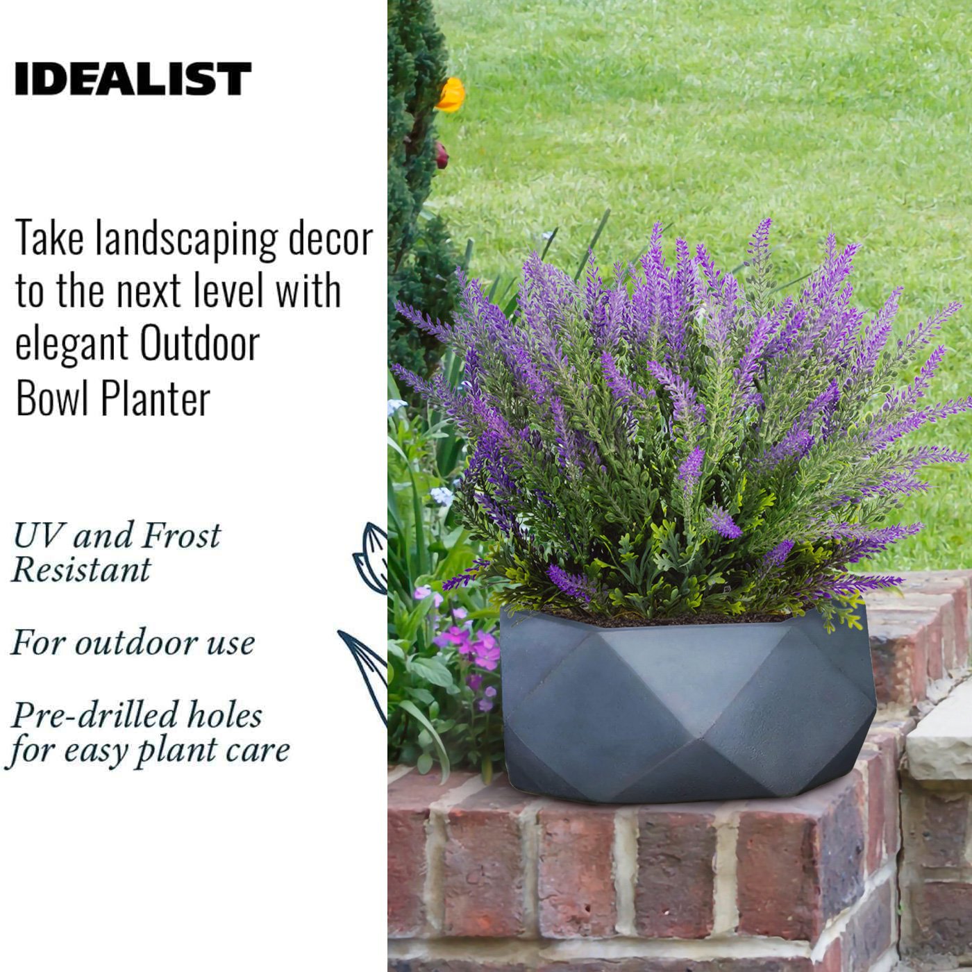 IDEALIST Lite Faceted Effect Bowl Planter Indoor Plant Pot