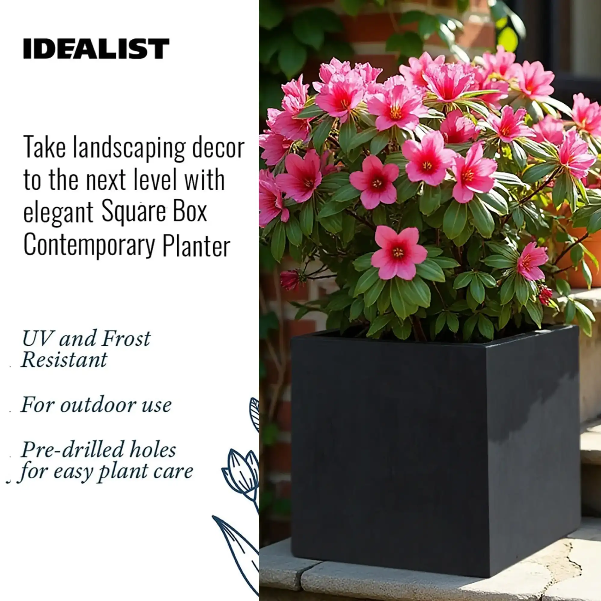 IDEALIST Lite Square Box Contemporary Light Concrete Planter