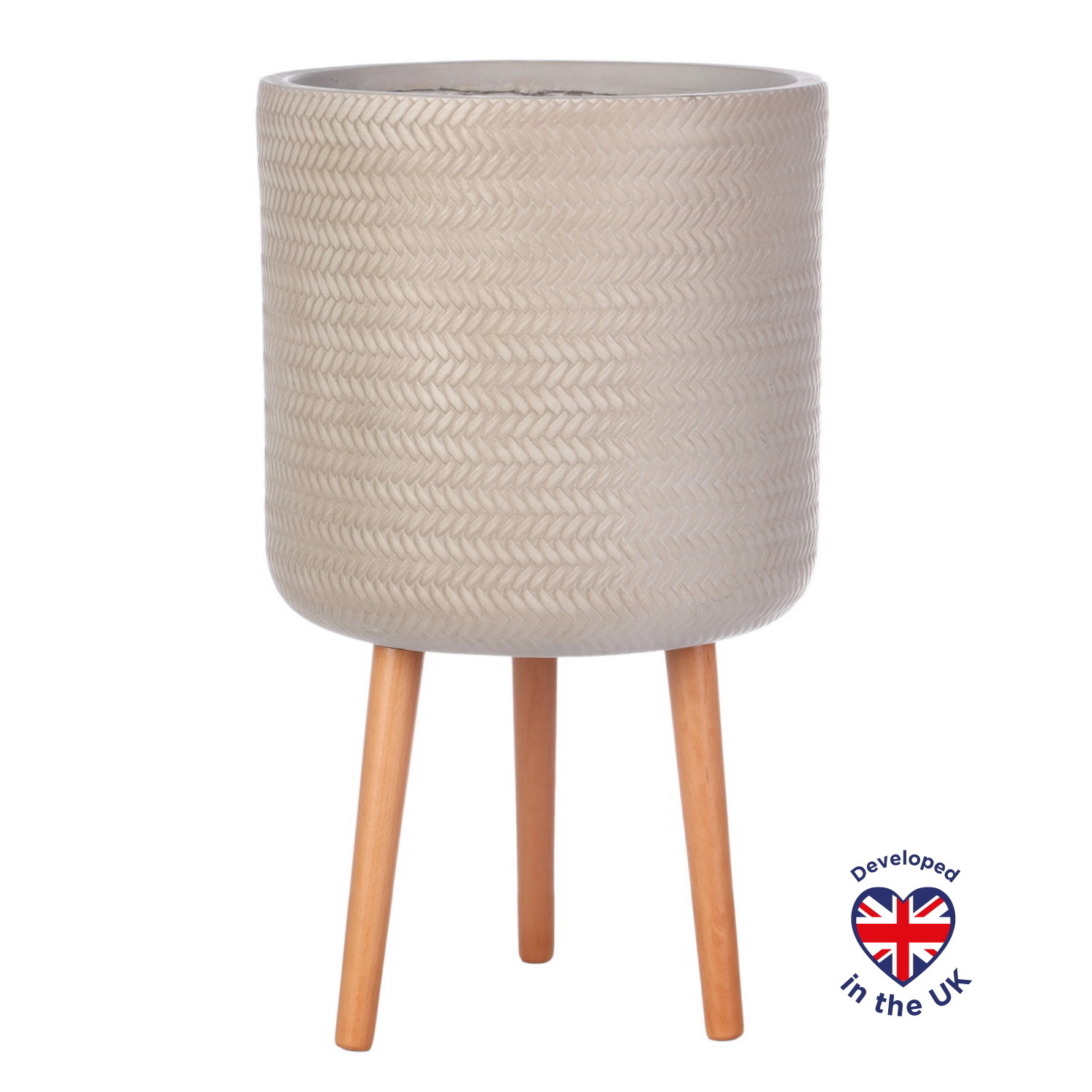 IDEALIST Lite Plaited Style Cylinder Planter on Legs, Round Pot Plant Stand Indoor