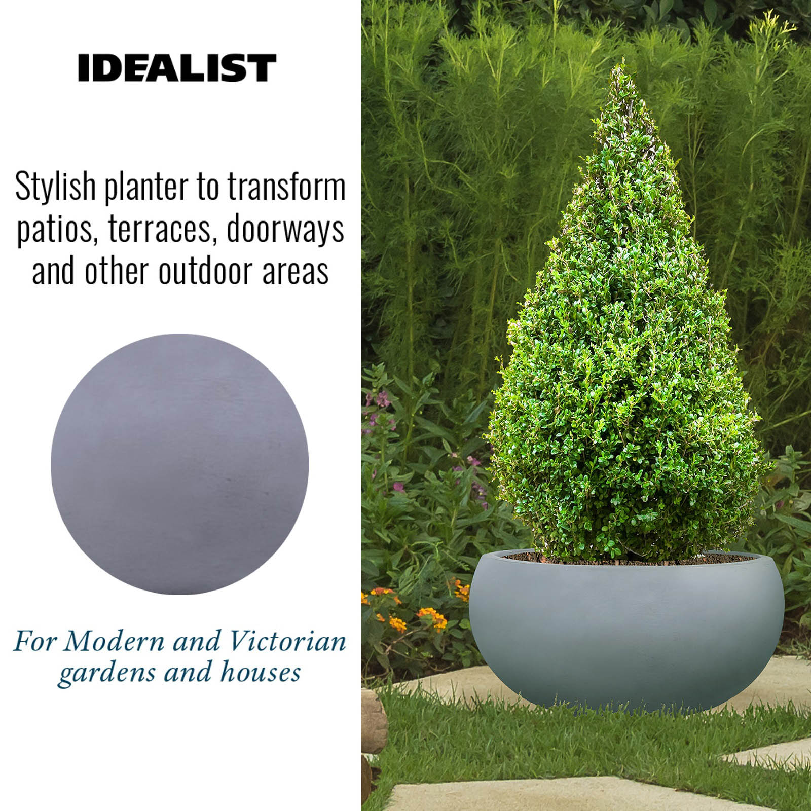 IDEALIST Lite Classic Smooth Bowl Outdoor Planter