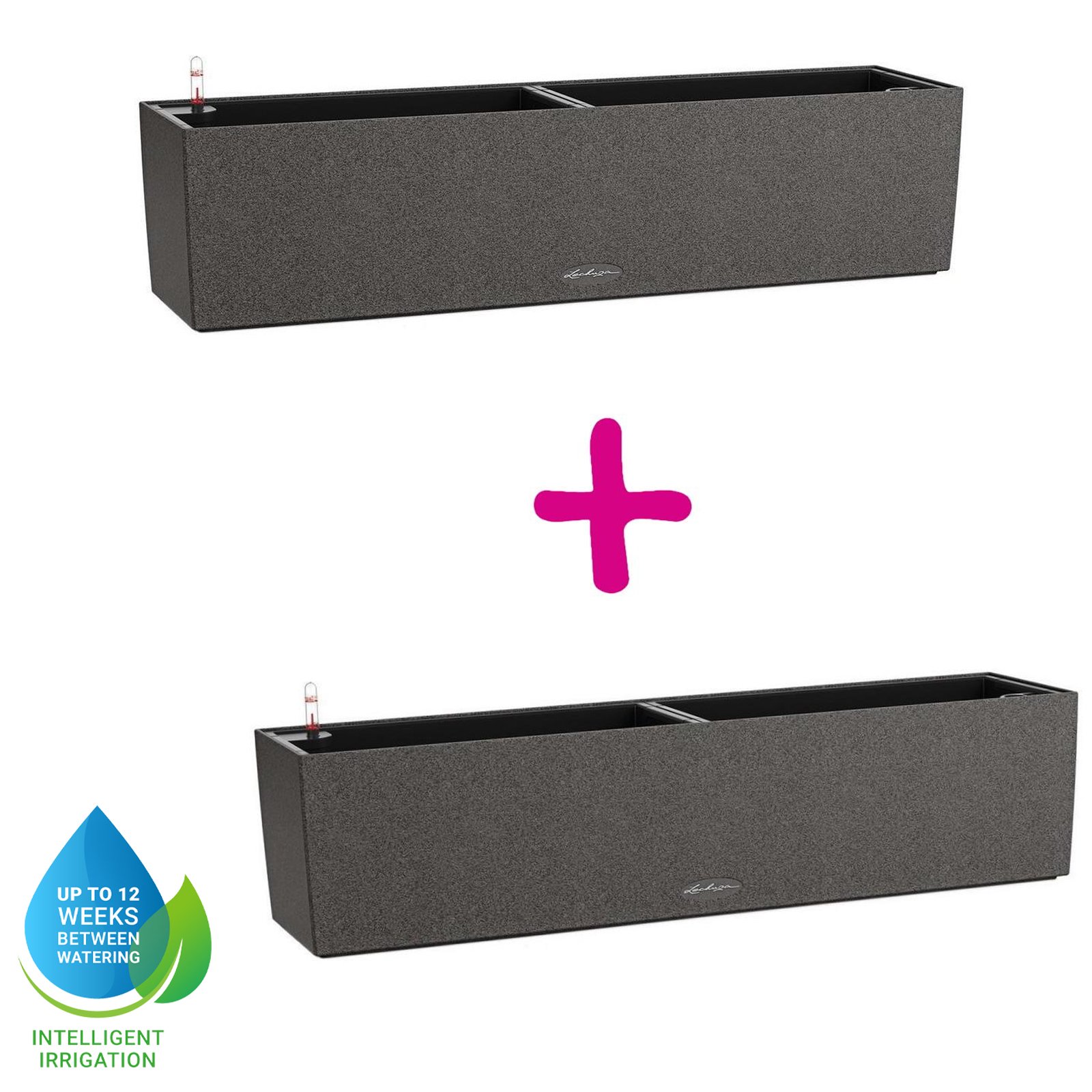 LECHUZA BALCONERA Stone Trough Poly Resin Self-watering Planter Set