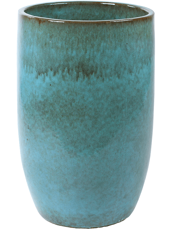 Ceramic Turquoise Round Tall Glossy Blue Planter Pot In/Out
