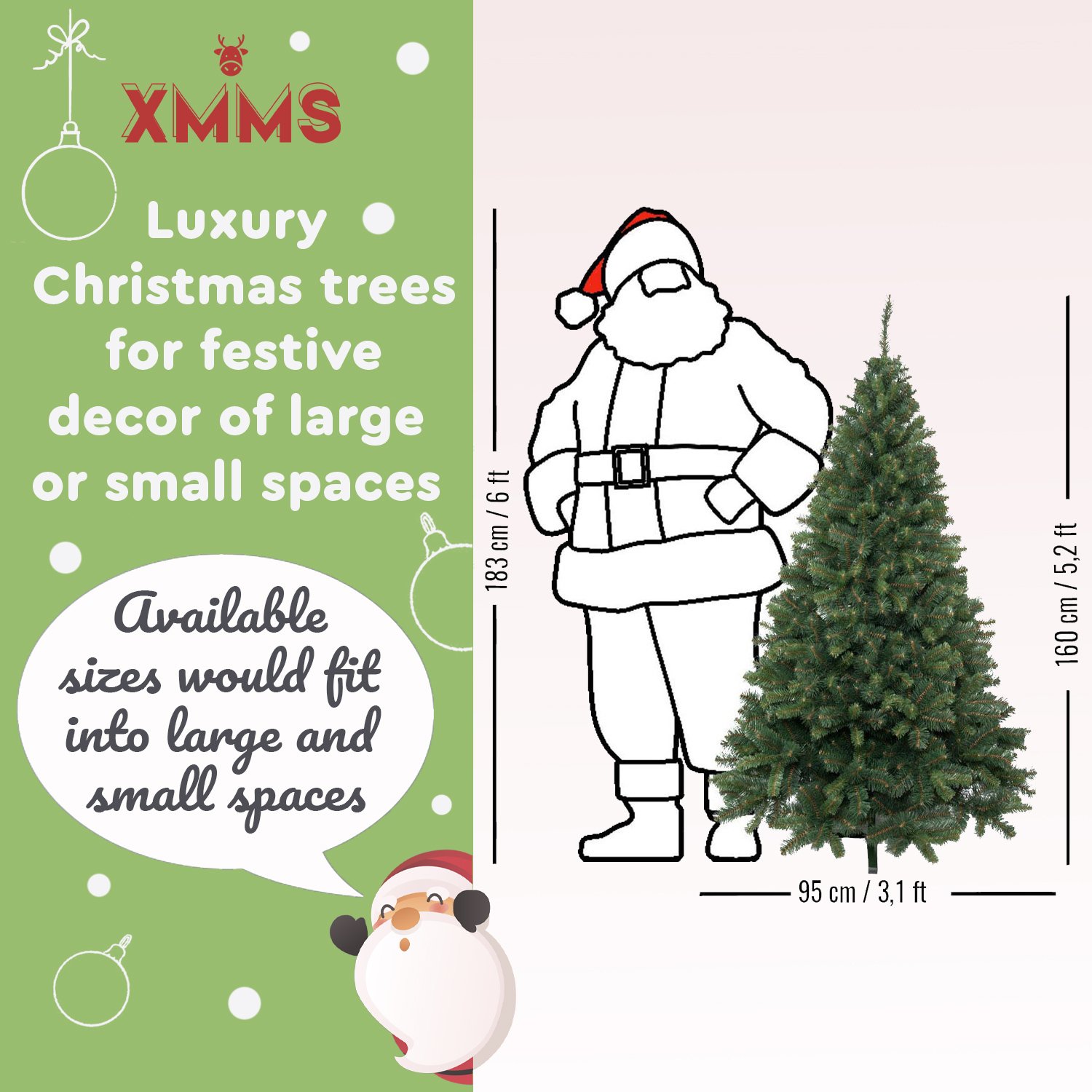 XMMS Birmingham Artificial Christmas Tree with Tree Skirt & Cotton Gloves Mixed Pine and Fir Green N