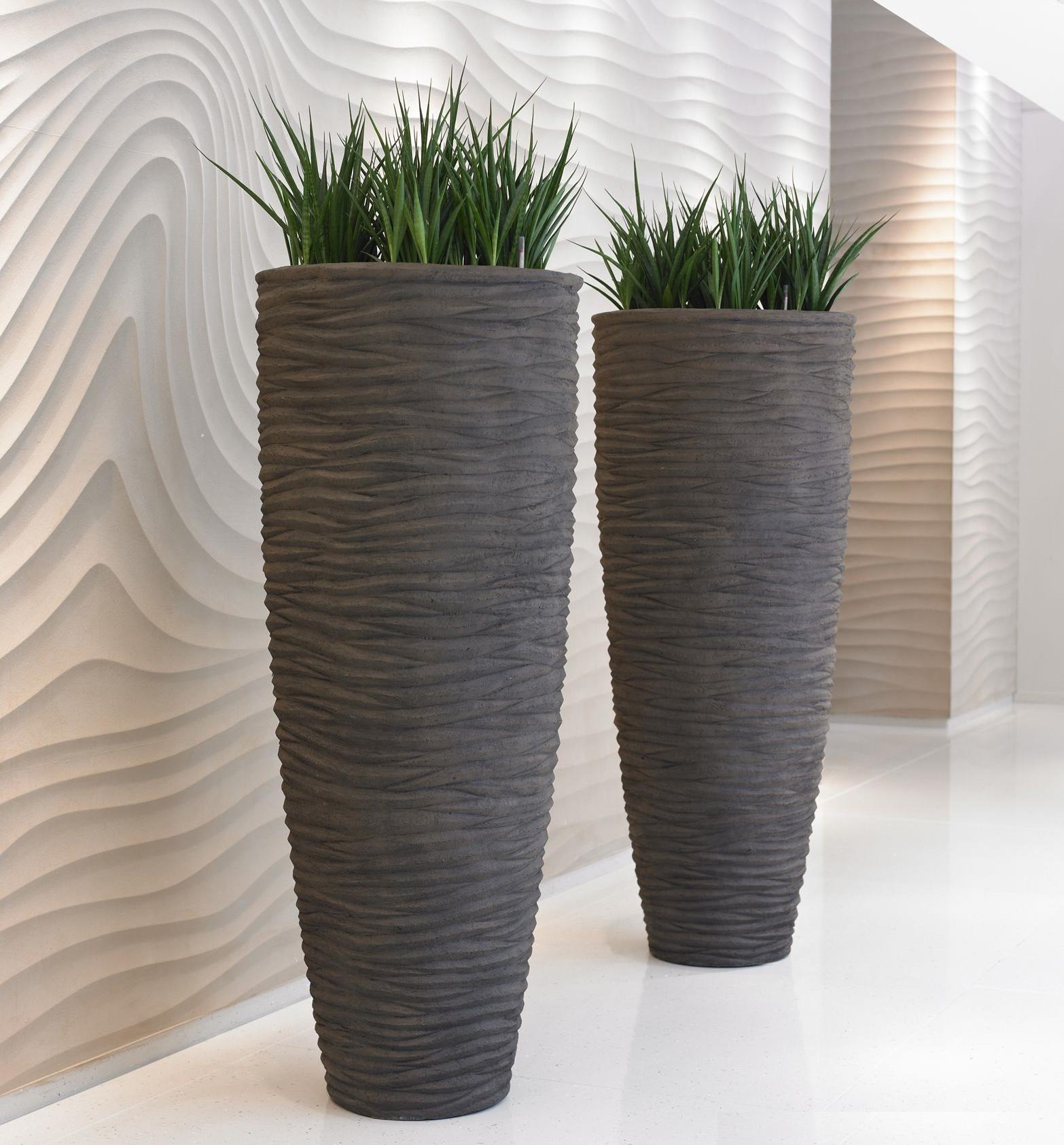 Composits Polystone Partner Seaside Round Tall Indoor Planter Pot