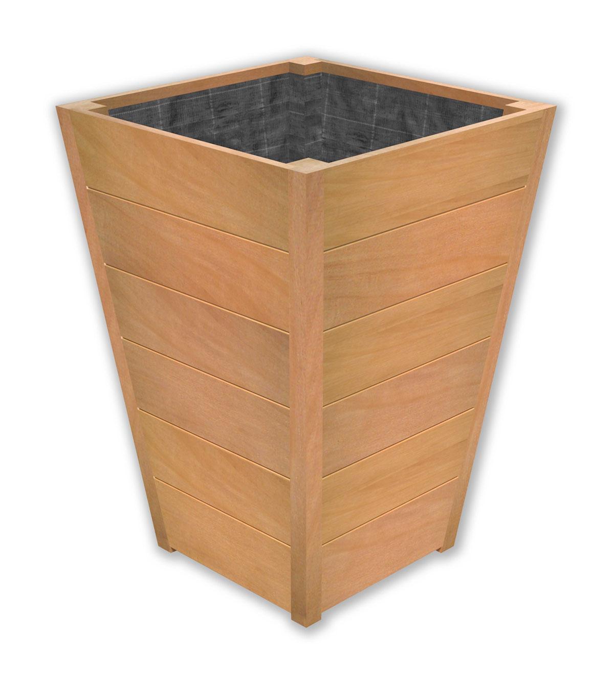 Hardwood Sevilla Tapered Square Tall Wood Outdoor Planter