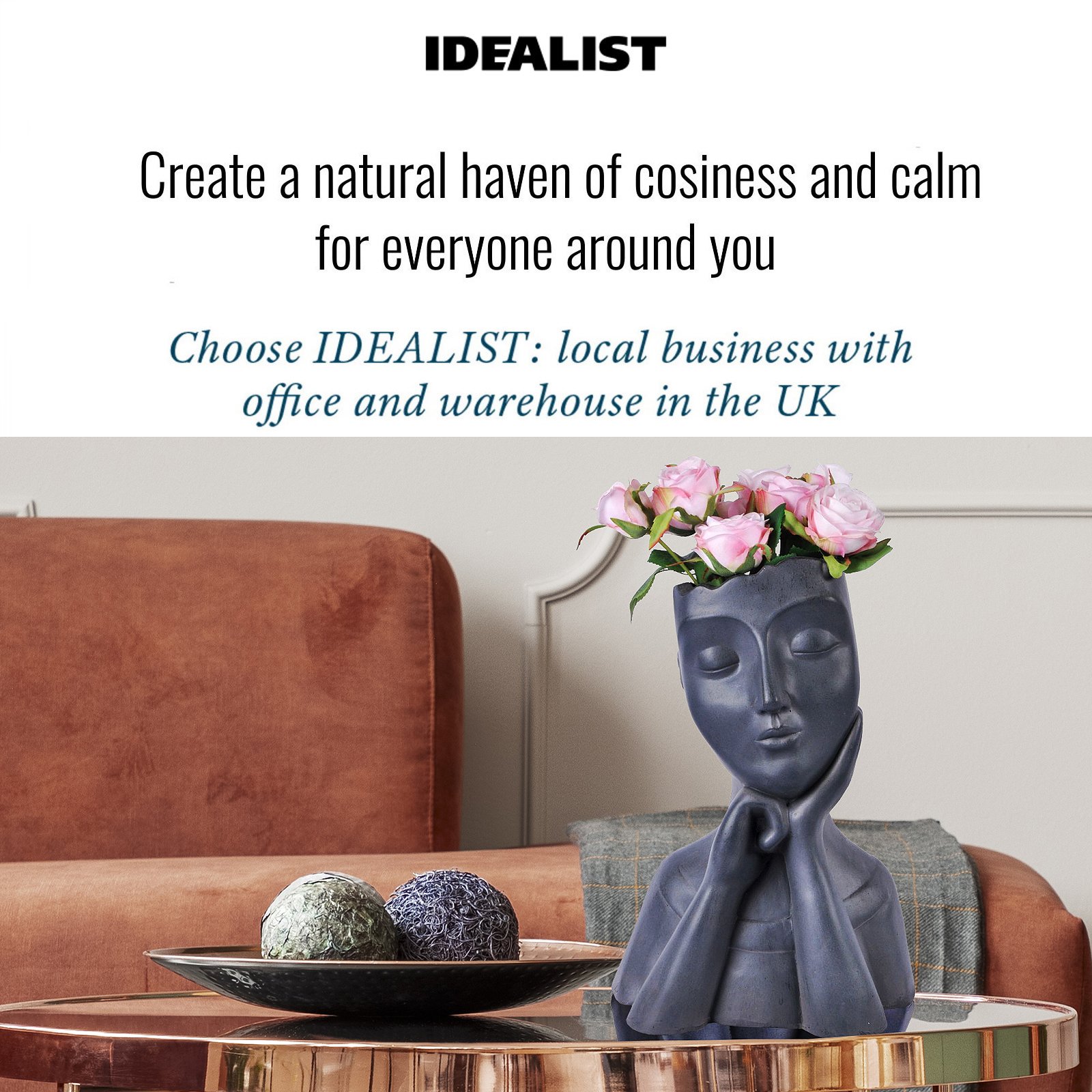 IDEALIST Lite Pensive Oval Bust Face Plant Pot Indoor