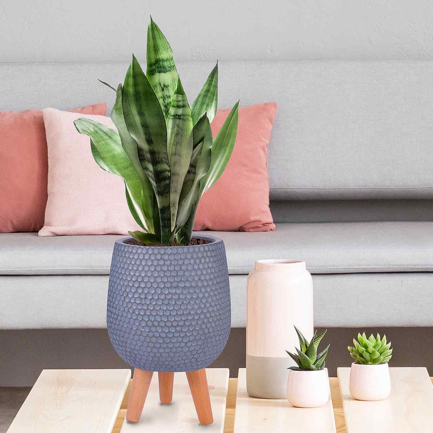 IDEALIST Lite Honeycomb Style Egg Planter on Legs, Round Pot Plant Stand Indoor