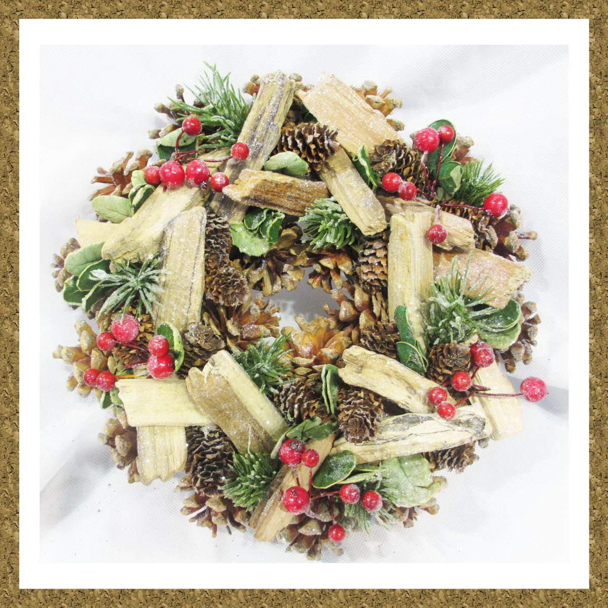 Mixed Berry Led Wreath with Cones Artificial Branch Plant