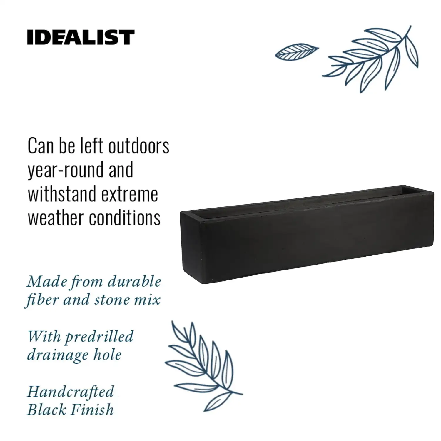 IDEALIST Lite Window Box Light Concrete Planter