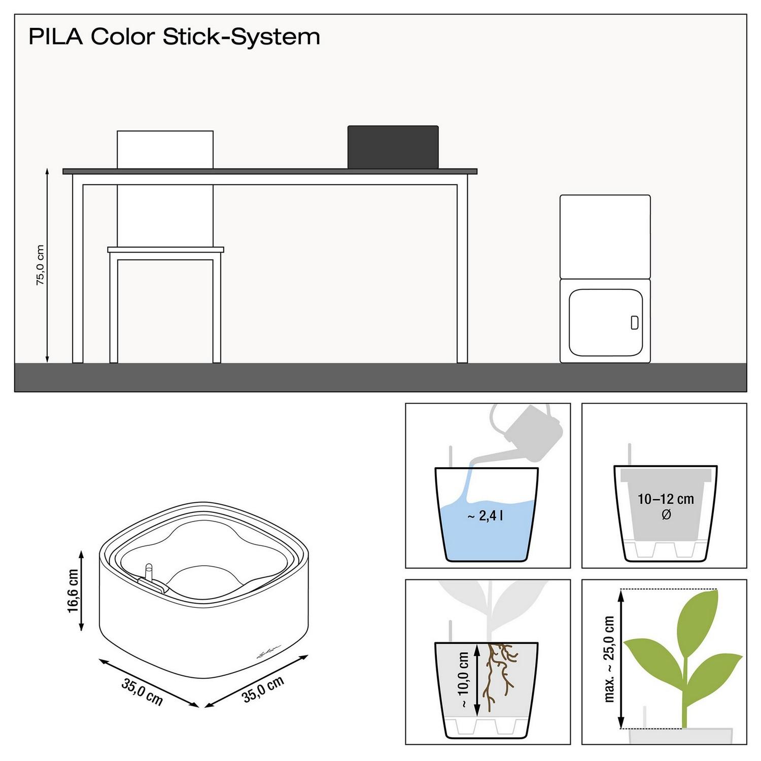 LECHUZA PILA Color Stick Square Poly Resin Self-watering Planter