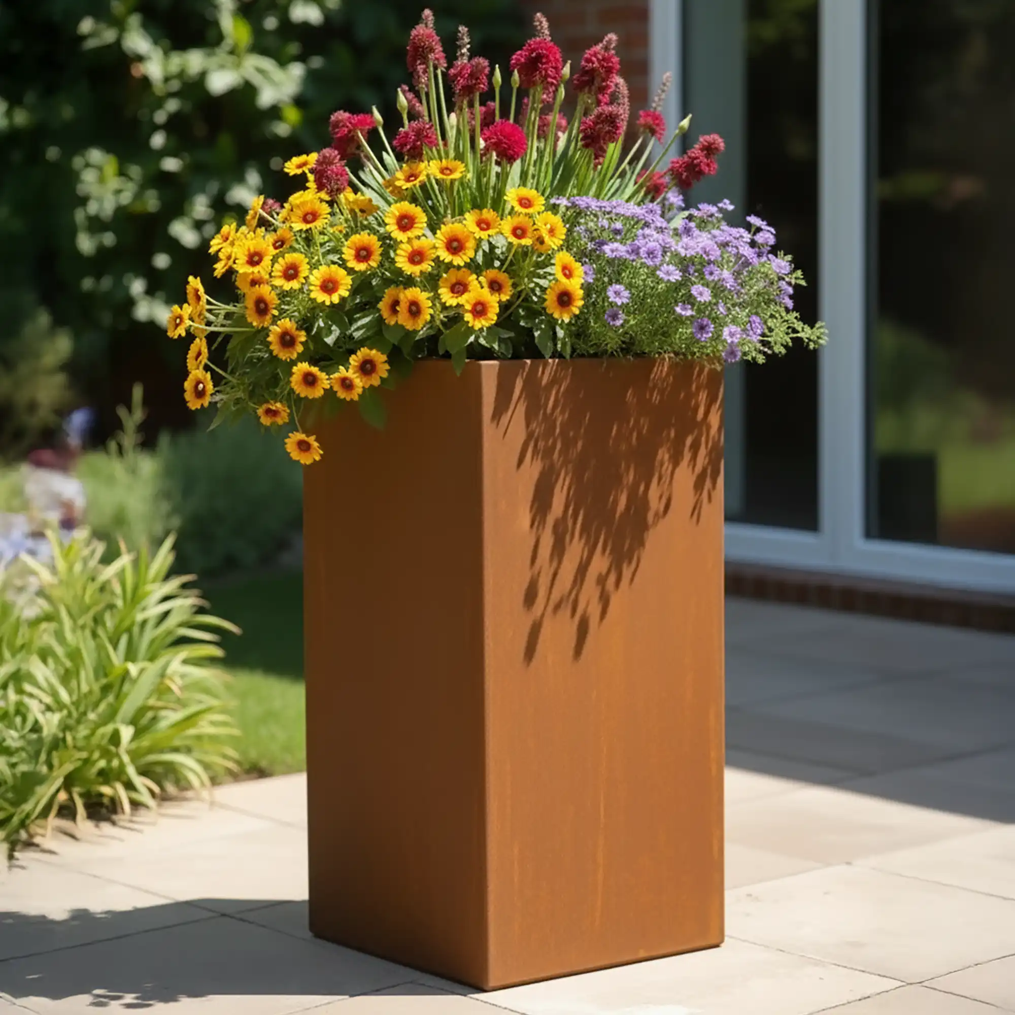 Andes High Cube Corten Steel Outdoor Planter