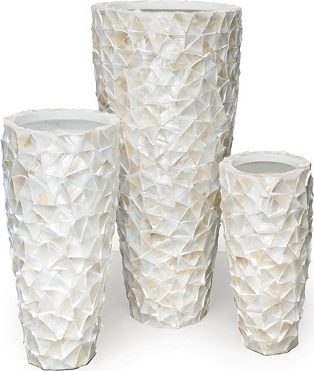 Shell Conical Round Tall Polystone Indoor Planter