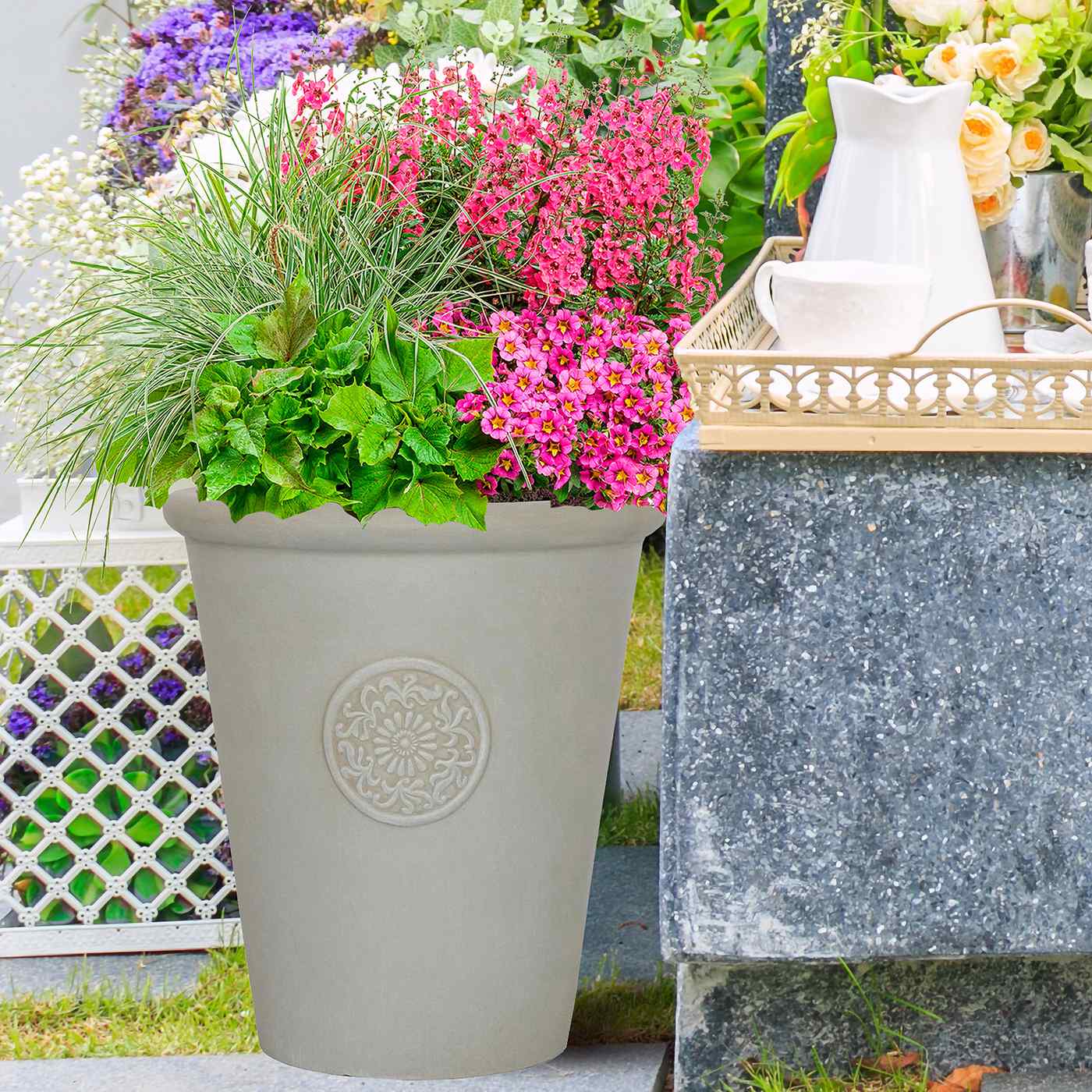 IDEALIST Lite Rustic Style Rolled Rim Vase Outdoor Planter