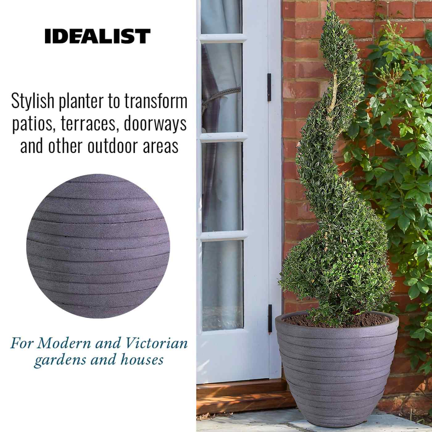 IDEALIST Lite Row Light Concrete Egg Planter