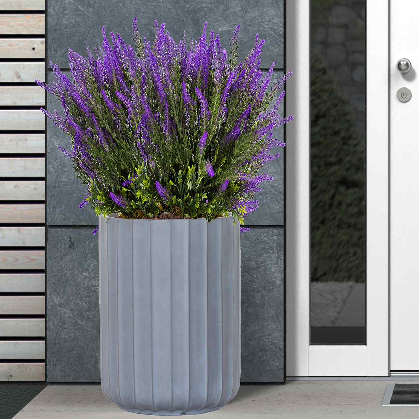 IDEALIST Lite Modern Ribbed Cylinder Round Outdoor Planter