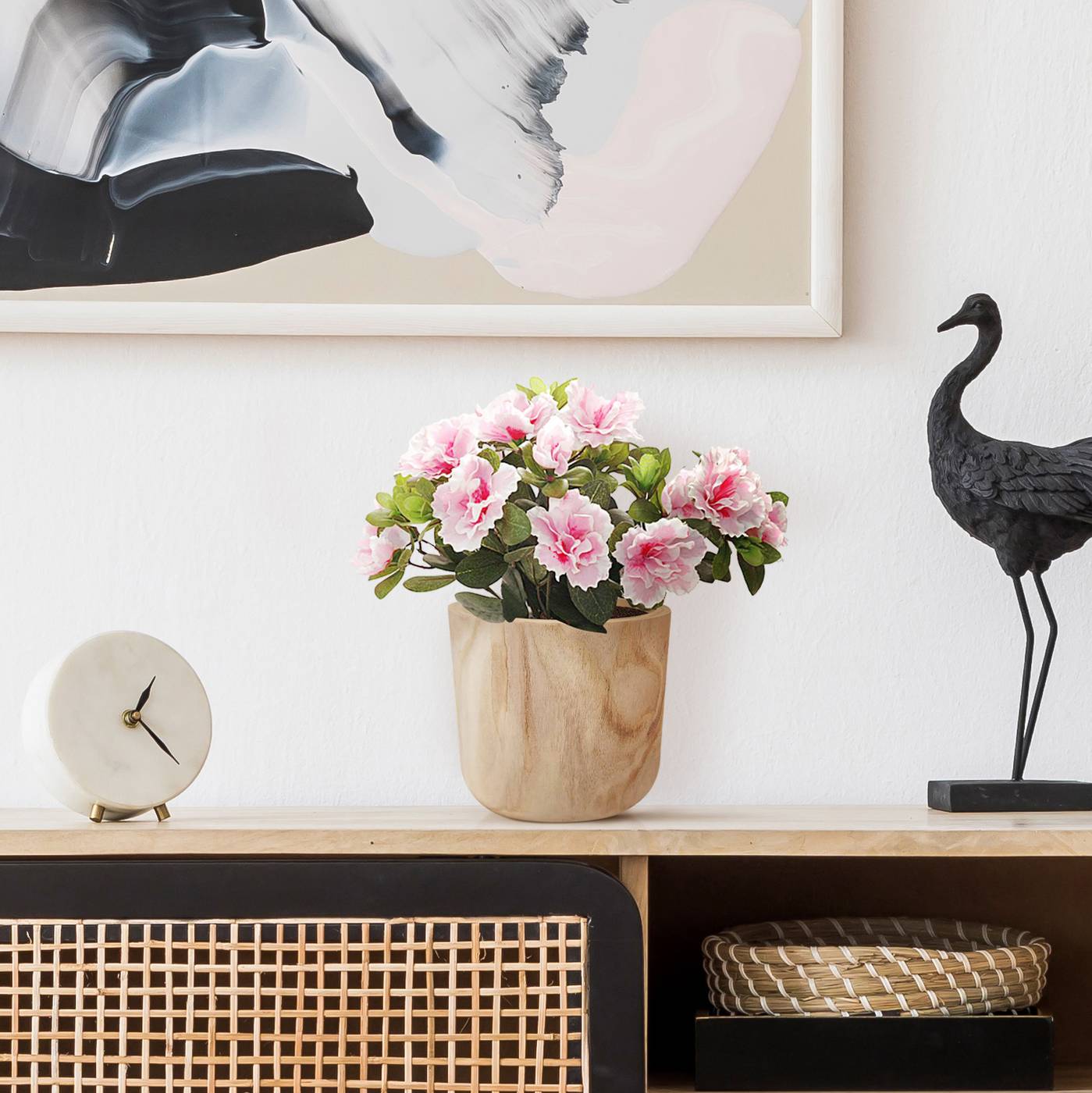 HORTICO CRAFT Wooden House Planter Round Indoor Plant Pot for House Plants with Waterproof Liner