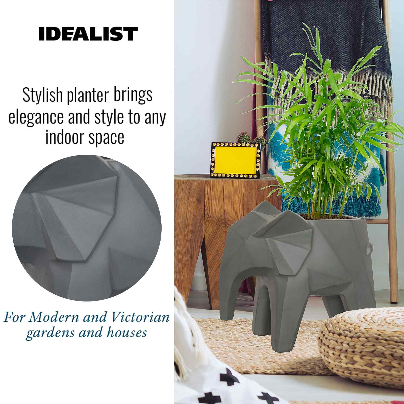 IDEALIST Lite Faceted Effect Elephant Plant Pot Indoor