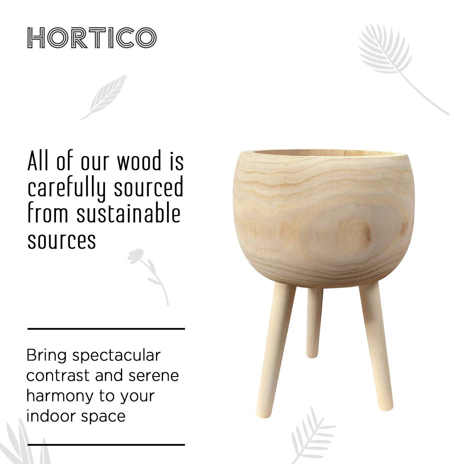 HORTICO TREND Wooden House Planter with Legs, Tall Indoor Plant Pot Stand with Waterproof Liner