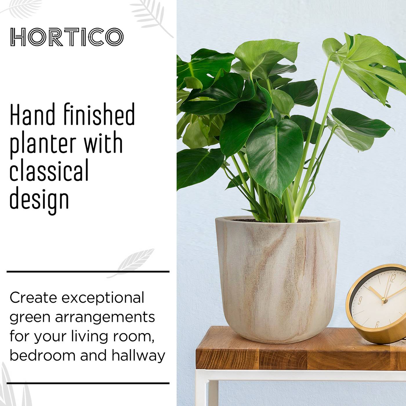 HORTICO CRAFT Wooden House Planter Round Indoor Plant Pot for House Plants with Waterproof Liner