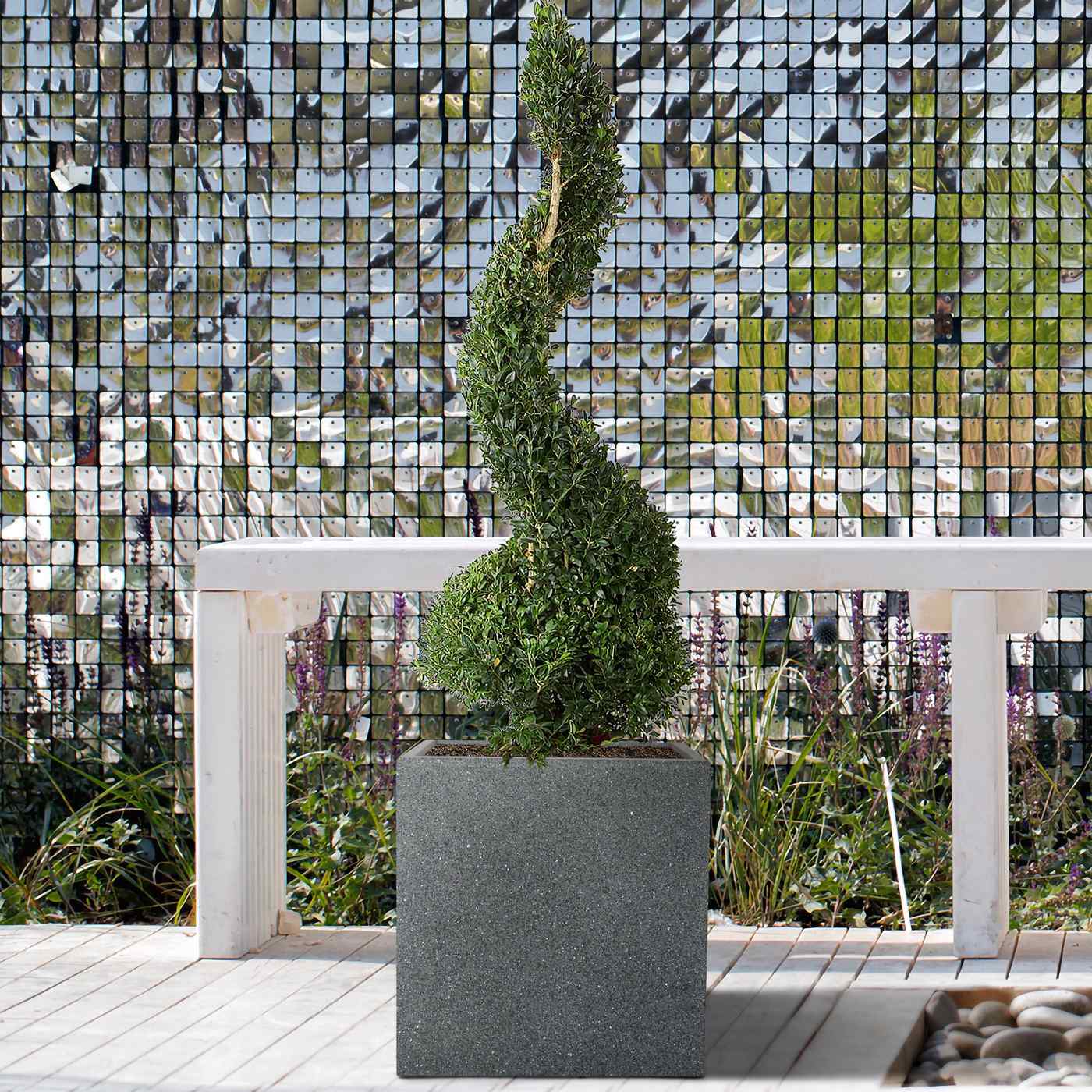 IDEALIST Lite Textured Concrete Effect Square Outdoor Planter