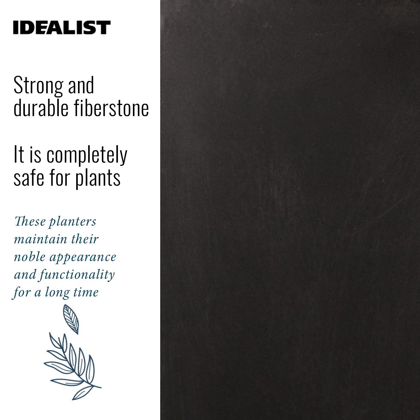 IDEALIST Lite Square Box Contemporary Light Concrete Planter Set