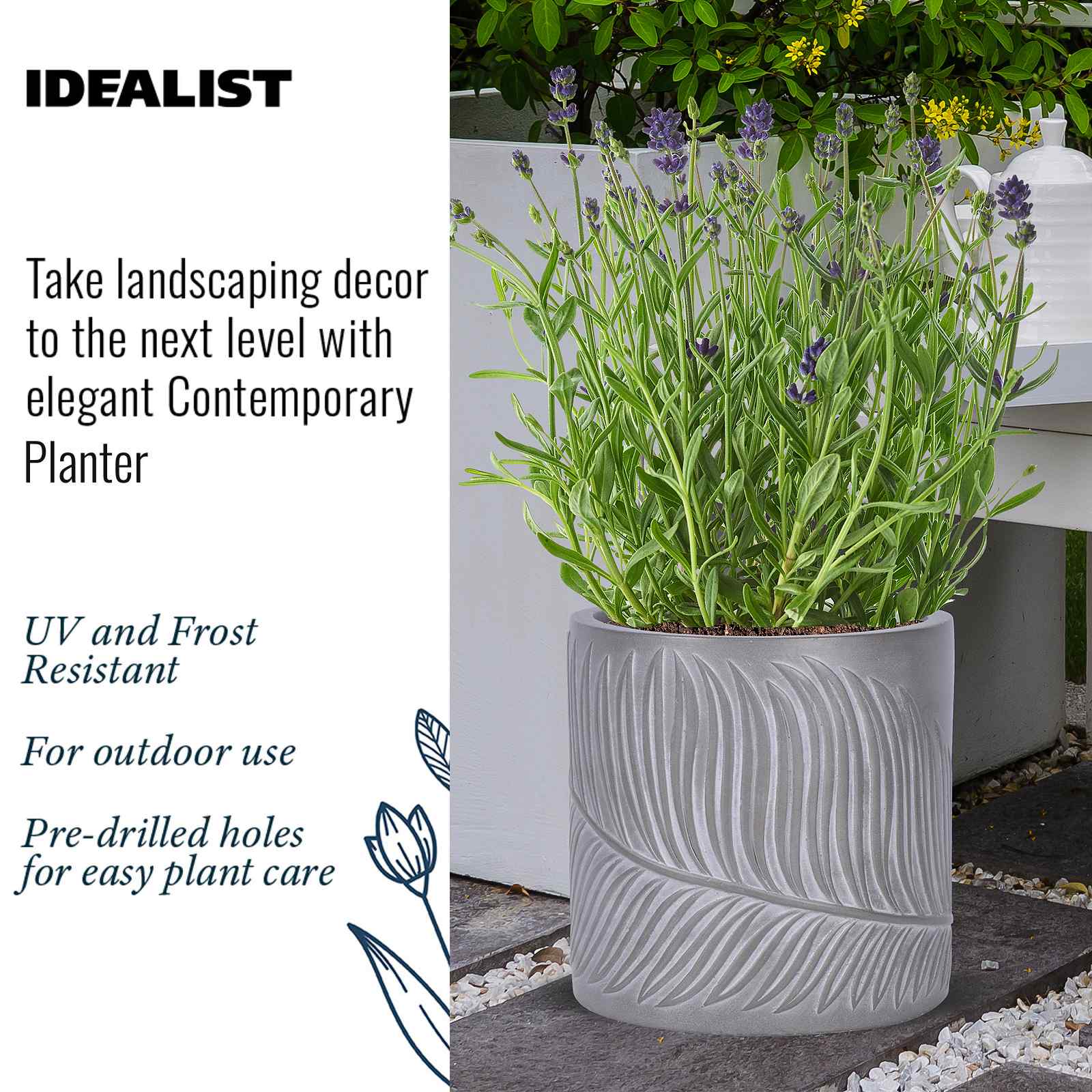 IDEALIST Lite Leaf Embossed Round Planter