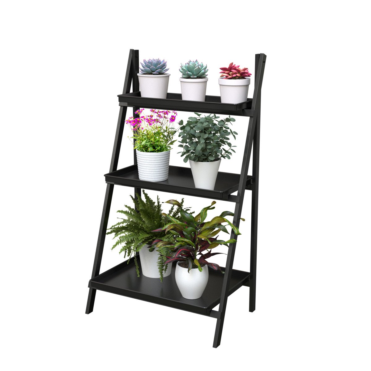 Narrow Step Ladder Folding 3-Tier Plant Stand