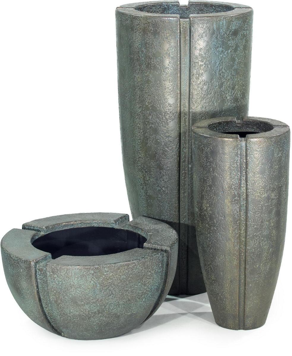 Patina Round Tall Polystone Outdoor Planter