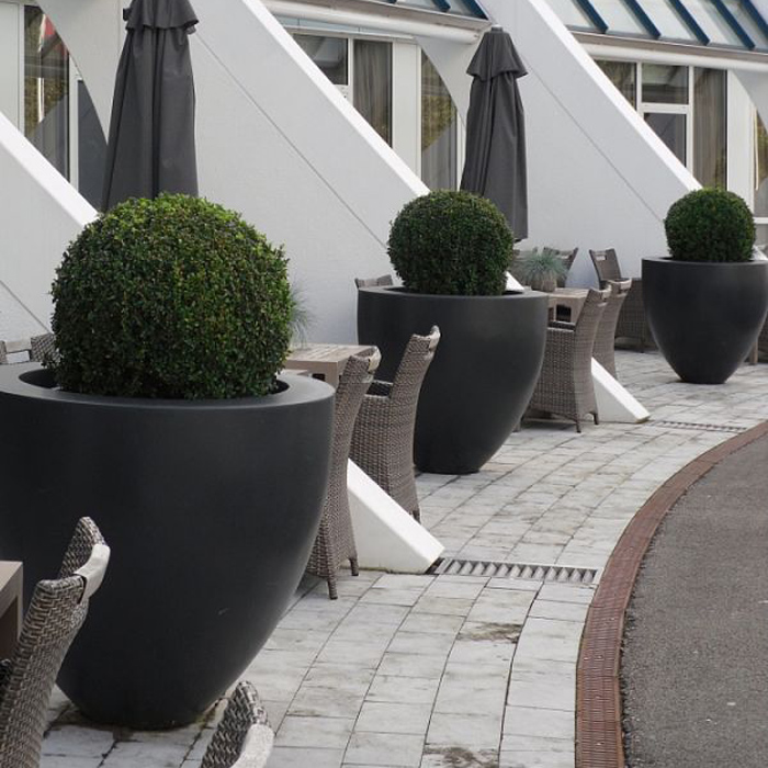 INTRO Tall Round Outdoor Fibreglass Planter