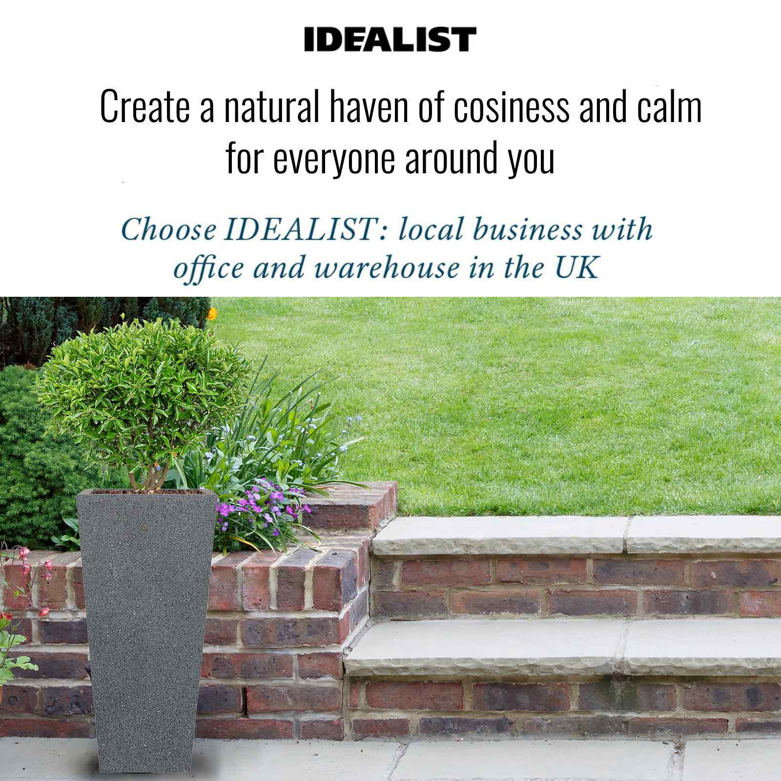 IDEALIST Lite Textured Concrete Effect Tall Tapered Outdoor Planter