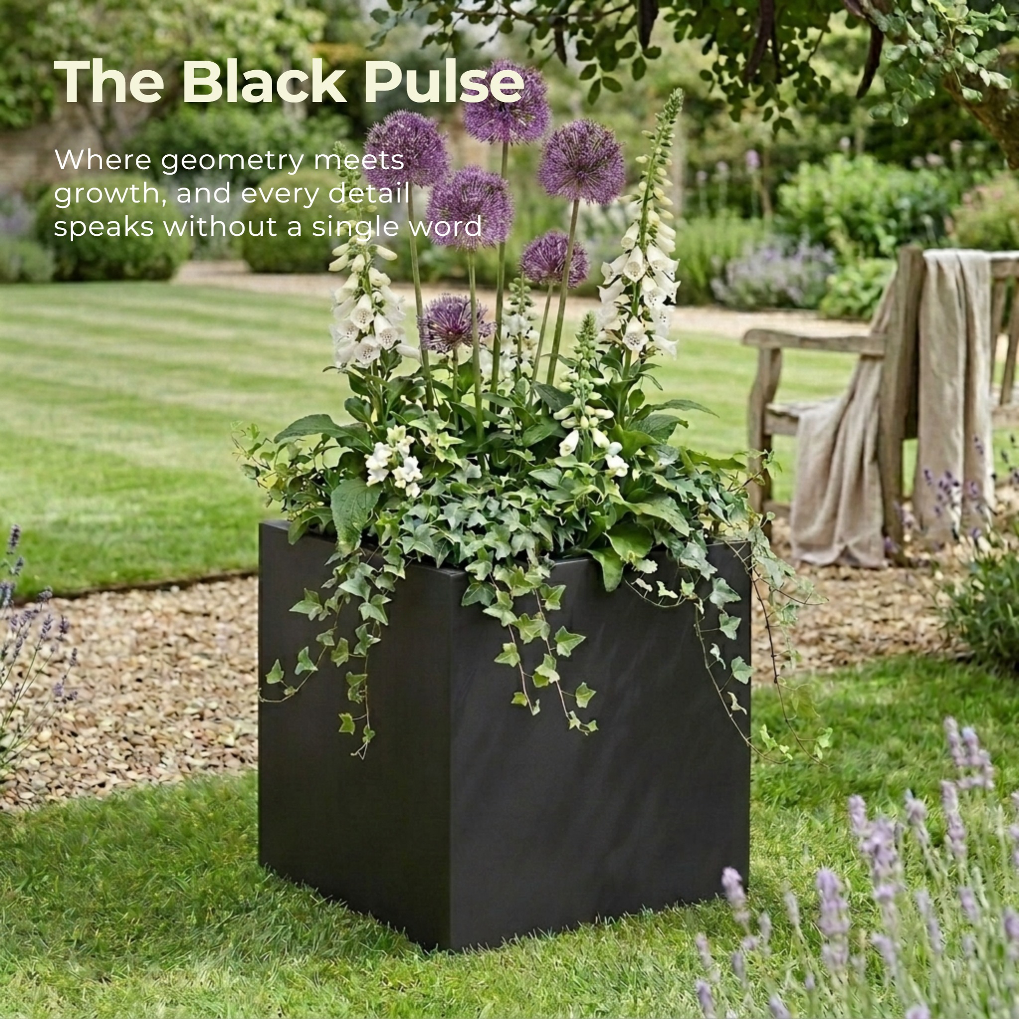 IDEALIST Lite Square Box Contemporary Light Concrete Planter Set
