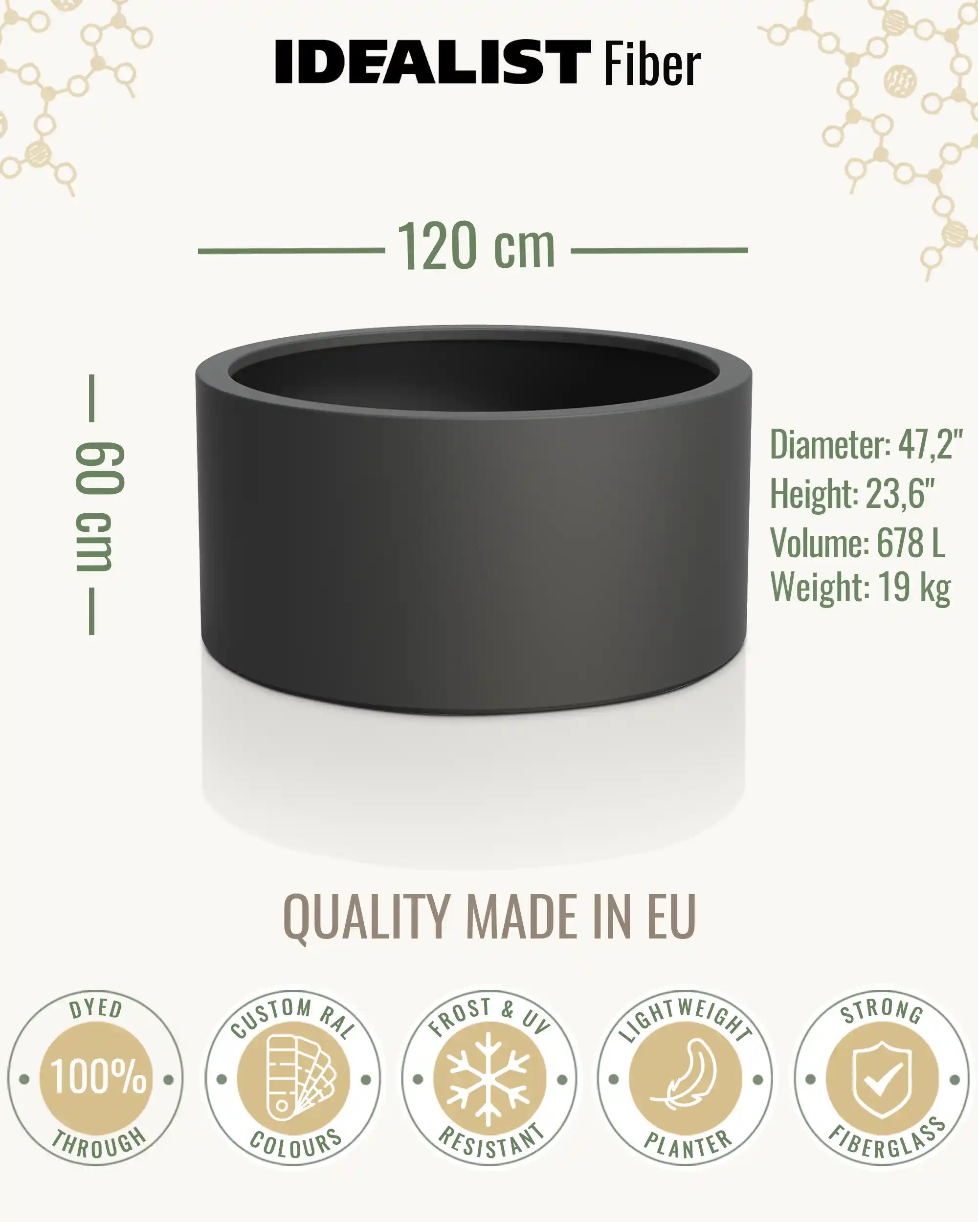 RING Round Jumbo Outdoor Fiberglass Planter