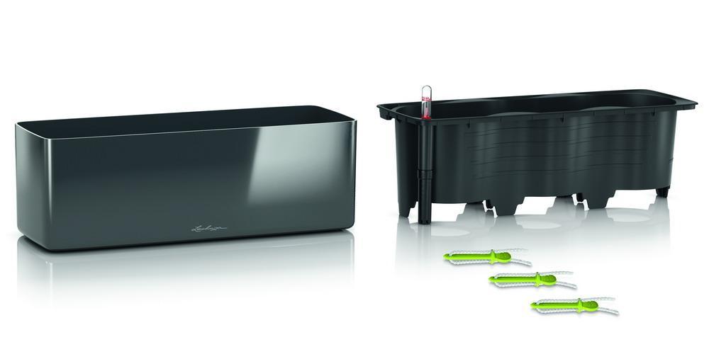 LECHUZA CUBE Glossy Triple Trough Poly Resin Self-watering Planter