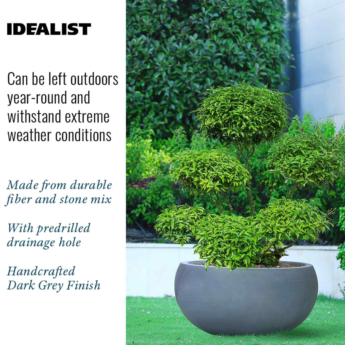IDEALIST Lite Classic Smooth Bowl Outdoor Planter